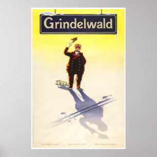Grindelwald, Schweiz, Ski-Reise-Plakat Poster