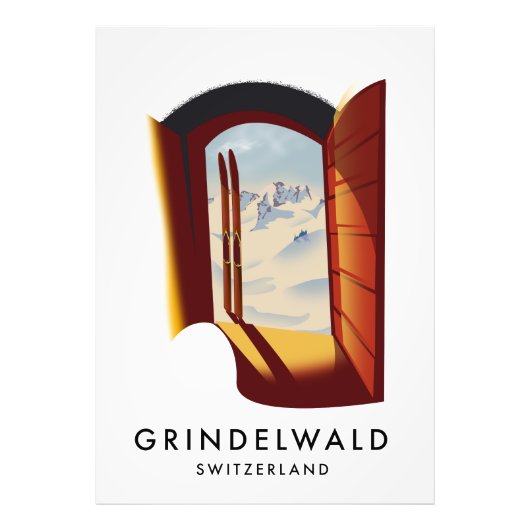 Grindelwald Schweiz Skiposter Fotodruck (Vorne)