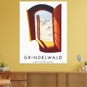 Grindelwald Schweiz Skiposter Leinwanddruck (Insitu (Wohnzimmer))