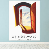 Grindelwald Schweiz Skiposter Leinwanddruck (Insitu (Holzboden))