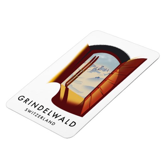 Grindelwald Schweiz Skiposter Magnet (Linke Seite)