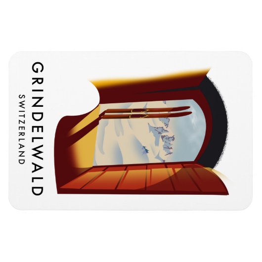 Grindelwald Schweiz Skiposter Magnet (Horizontal)