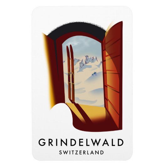 Grindelwald Schweiz Skiposter Magnet (Vertikal)
