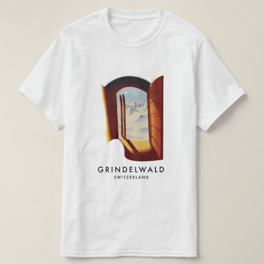 Grindelwald Schweiz Skiposter T-Shirt (Design vorne)