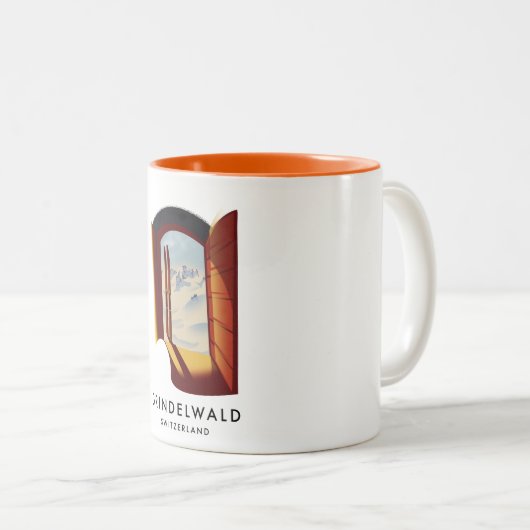 Grindelwald Schweiz Skiposter Zweifarbige Tasse (VorderseiteRechts)