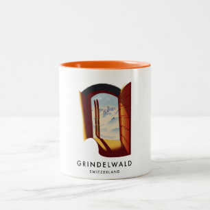 Grindelwald Schweiz Skiposter Zweifarbige Tasse