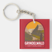 Grindelwald Schweiz Tourismus Vintag Schlüsselanhänger (Vorderseite)