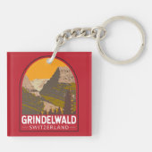 Grindelwald Schweiz Tourismus Vintag Schlüsselanhänger (Rückseite)