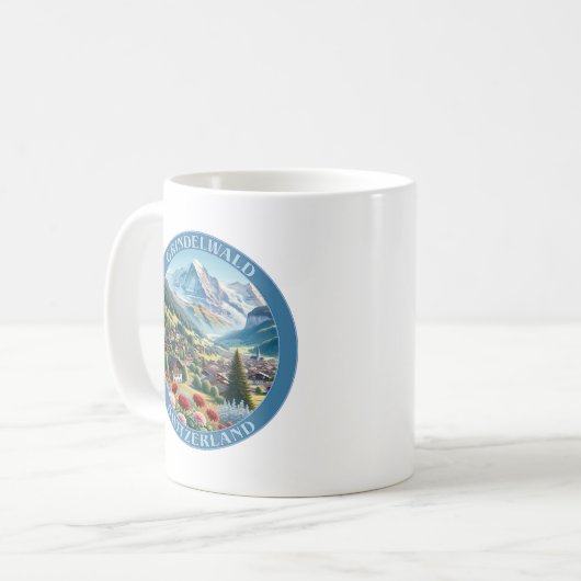 Grindelwald Schweiz und Eiger Berg Kaffeetasse (Vorderseite Links)