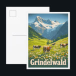 Grindelwald Schweiz Vintage Travel Postkarte<br><div class="desc">Grindelwald Schweiz Art Vintage - Illustration</div>