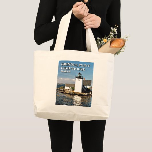 Grindle Point Lighthouse, Maine Jumbo Tote Bag Jumbo Stoffbeutel (Vorderseite (Produkt))