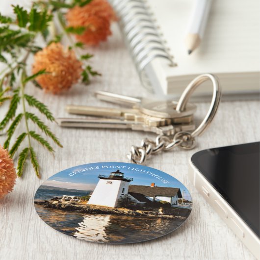 Grindle Point Lighthouse, Maine Keyring Schlüsselanhänger (Seite)