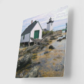 Grindle Point Lighthouse, Maine Wall Clock Quadratische Wanduhr (Winkel)