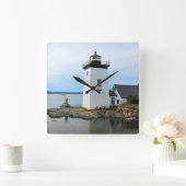 Grindle Point Lighthouse, Maine Wall Clock Quadratische Wanduhr (Zuhause)