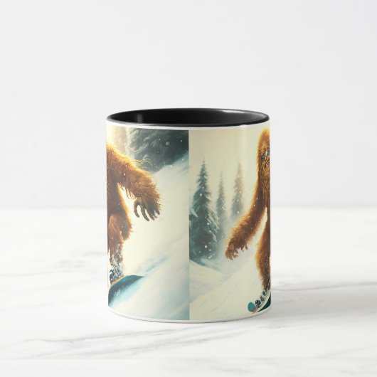 Grinning Bigfoot Sasquatch Snowboard Powder Tasse (Zentrum)