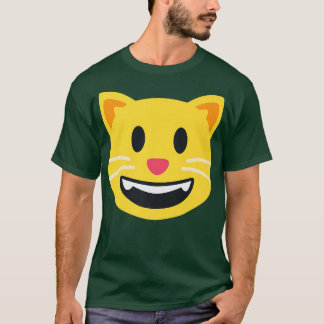 Grinning Cat Emoticon glücklich lächelnd Gesicht P T-Shirt