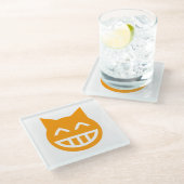 Grinning Emoji Cat Glasuntersetzer (Schrägansicht)