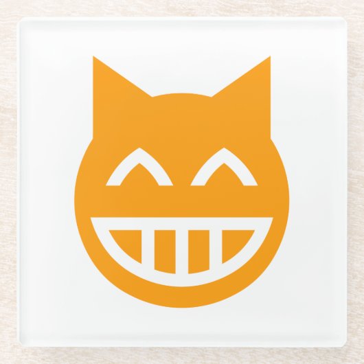 Grinning Emoji Cat Glasuntersetzer (Vorderseite)