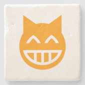 Grinning Emoji Cat Steinuntersetzer (Vorderseite)