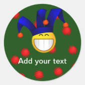 Grinning Emoji Jester Runder Aufkleber (Vorderseite)