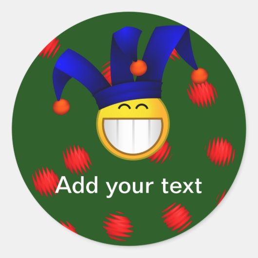 Grinning Emoji Jester Runder Aufkleber (Vorderseite)