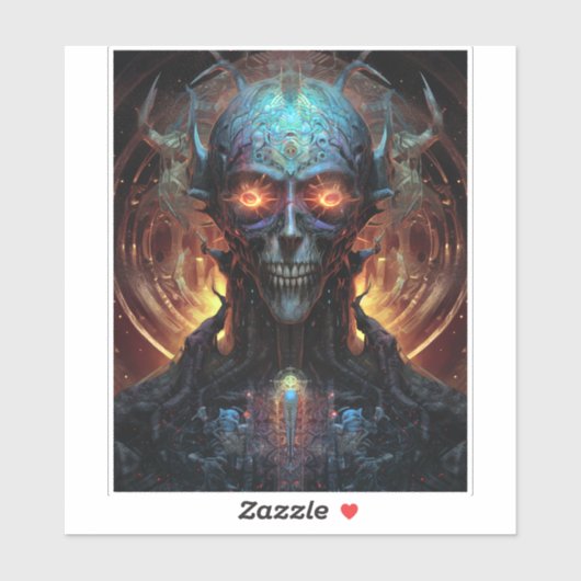 Grinning Evil Alien Man Sci-Fi Art Aufkleber (Blatt)