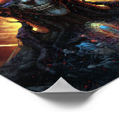 Grinning Evil Alien Man Sci-Fi Art Poster (Ecke)