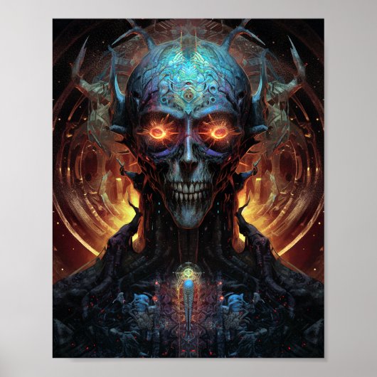 Grinning Evil Alien Man Sci-Fi Art Poster (Vorne)