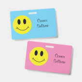 Grinning Face Classic mit Vorname Abzeichen Ausweis (Vorder- & Rückseite)