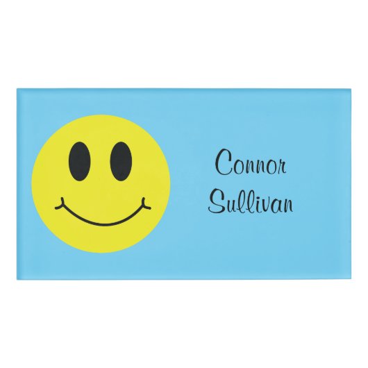 Grinning Face Classic mit Vorname Namenschild (Vorderseite)