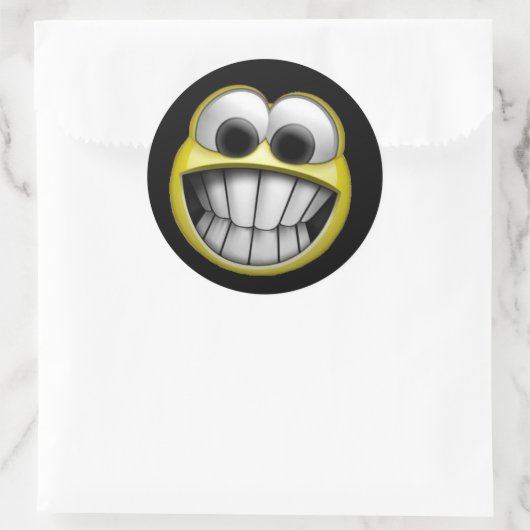 Grinning Happy Face Runder Aufkleber (Tasche)