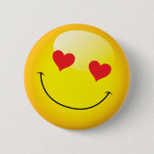 Grinning Happy Liebe Herz Emoji Man Face Party Button (Vorderseite)