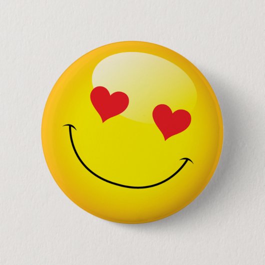 Grinning Happy Liebe Herz Emoji Man Face Party Button (Vorderseite)