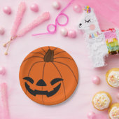 Grinning Orange Carved Pumpkin Halloween-Party Pappteller (Party)