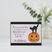 Grinning Pumpkin und Cat Postkarte (Stehend Vorderseite)
