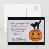 Grinning Pumpkin und Cat Postkarte (Vorne/Hinten)