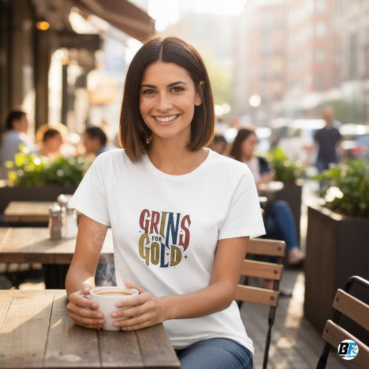 Grins für vergoldete T - Shirt