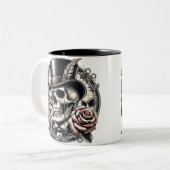 Grinsen des Schädels Zweifarbige Tasse (Vorderseite Links)