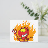 Grinsen des Teufels mit Pitchfork Postkarte (Stehend Vorderseite)