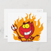 Grinsen des Teufels mit Pitchfork Postkarte (Vorne/Hinten)