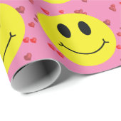 Grinsen Faces with Red Hearts Wrapping Paper Geschenkpapier (Rolleneckpunkt)