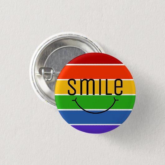 Grinsen Lächeln Regenbogen Button (Vorne & Hinten)