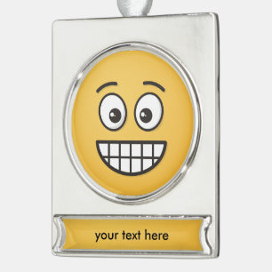 Grinsen mit offenen Augen Banner-Ornament Silber