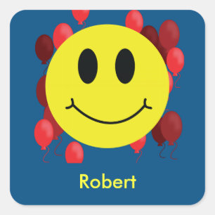 Grinsen mit roten Balloons Personalisiert Quadratischer Aufkleber