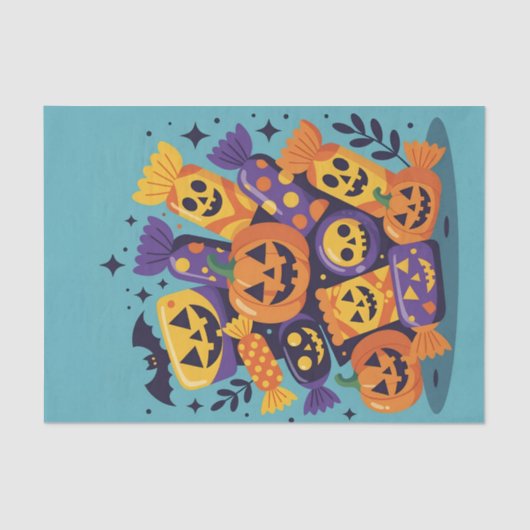 Grinsen von Jack-O' Lanterns Spooky Candy Hallowee Seidenpapier (Vorderseite)