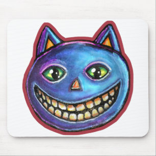 Grinsende Blaue Katze Vintage Halloweenies Mousepad