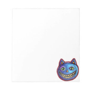 Grinsende Blaue Katze Vintage Halloweenies Notizblock