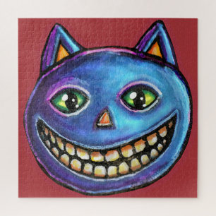 Grinsende Blaue Katze Vintage Halloweenies Puzzle