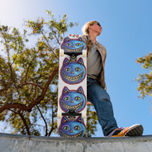 Grinsende Blaue Katze Vintage Halloweenies Skateboard
