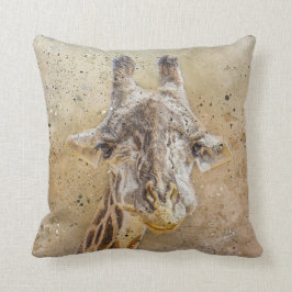 Grinsende Giraffen-Fotografie-modernes Aquarell Kissen